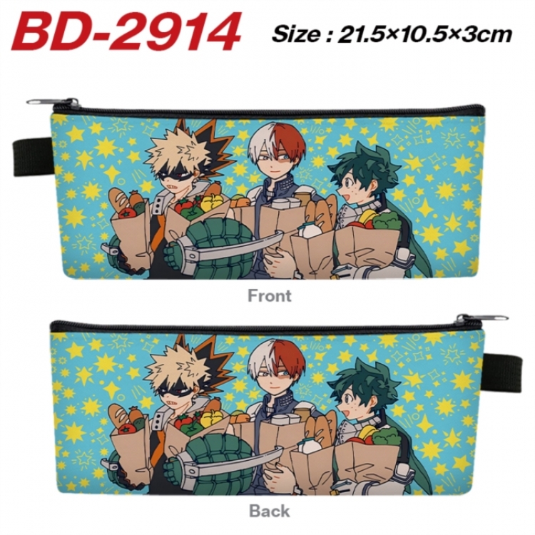 My Hero Academia Anime PU Leather Zipper Pencil Case Stationery Box 21.5X10.5X3CM 