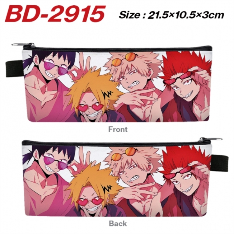 My Hero Academia Anime PU Leather Zipper Pencil Case Stationery Box 21.5X10.5X3CM 