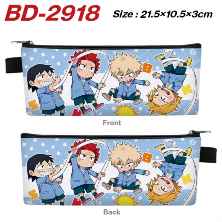 My Hero Academia Anime PU Leather Zipper Pencil Case Stationery Box 21.5X10.5X3CM 