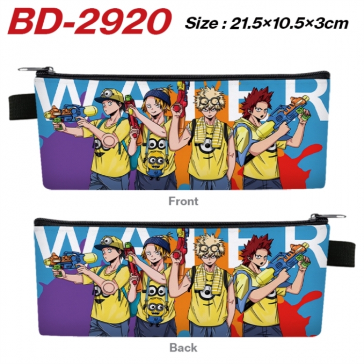 My Hero Academia Anime PU Leather Zipper Pencil Case Stationery Box 21.5X10.5X3CM 