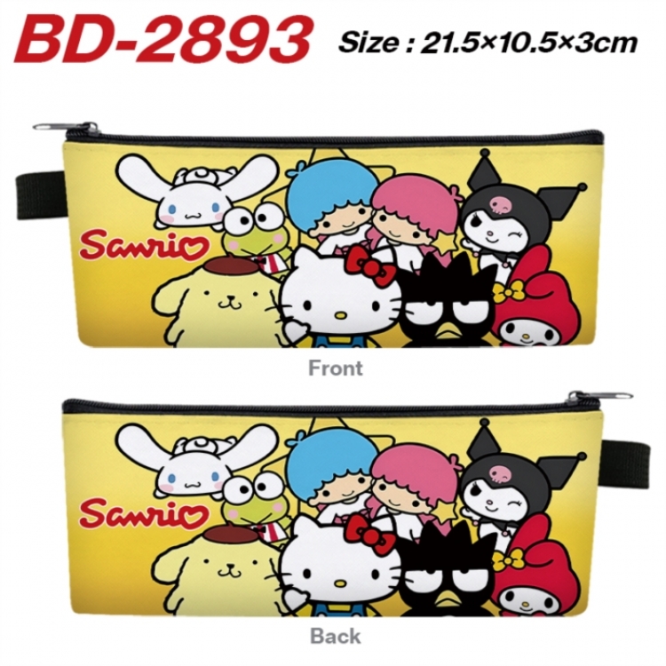 Sanrio Anime PU Leather Zipper Pencil Case Stationery Box 21.5X10.5X3CM 