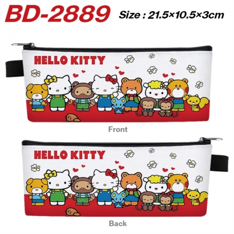 Sanrio Anime PU Leather Zipper Pencil Case Stationery Box 21.5X10.5X3CM 