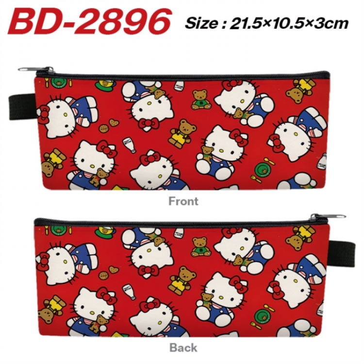 Sanrio Anime PU Leather Zipper Pencil Case Stationery Box 21.5X10.5X3CM 