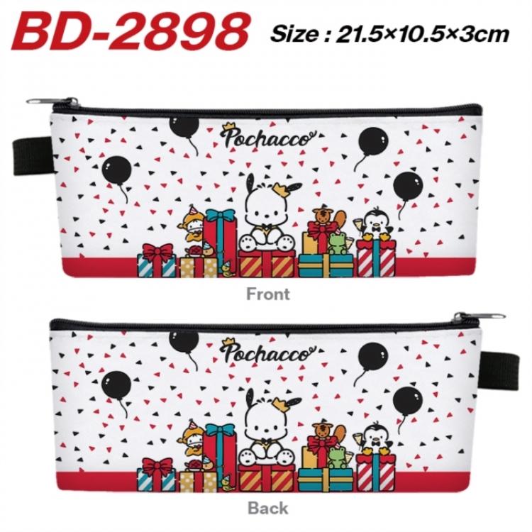 Sanrio Anime PU Leather Zipper Pencil Case Stationery Box 21.5X10.5X3CM 