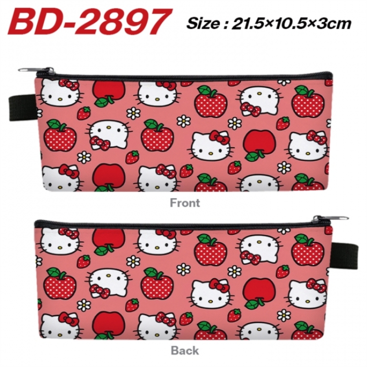 Sanrio Anime PU Leather Zipper Pencil Case Stationery Box 21.5X10.5X3CM 