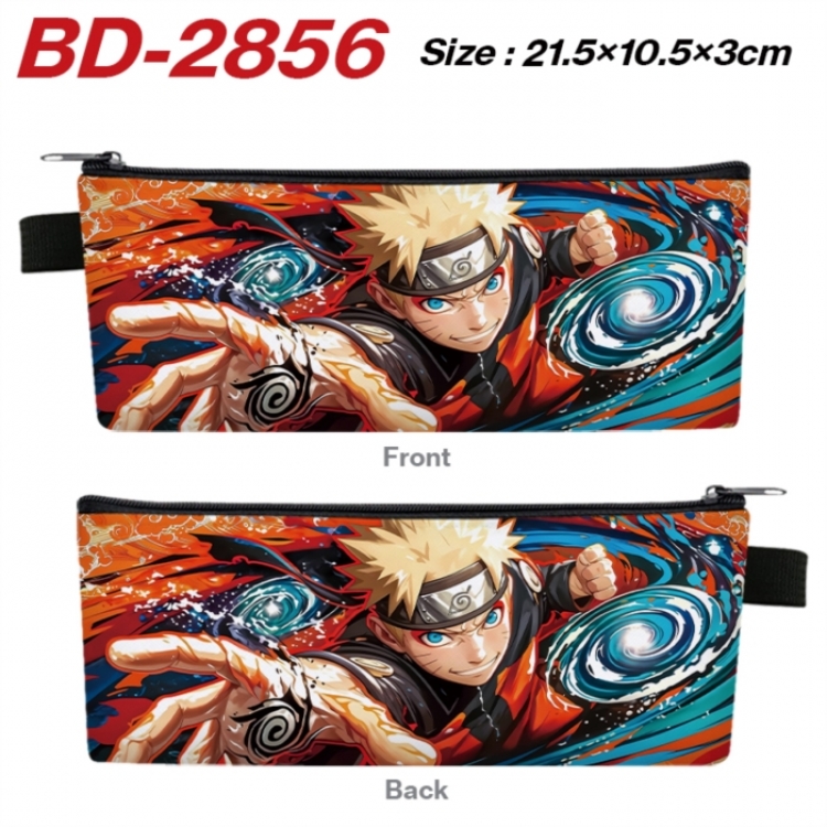 Naruto Anime PU Leather Zipper Pencil Case Stationery Box 21.5X10.5X3CM 