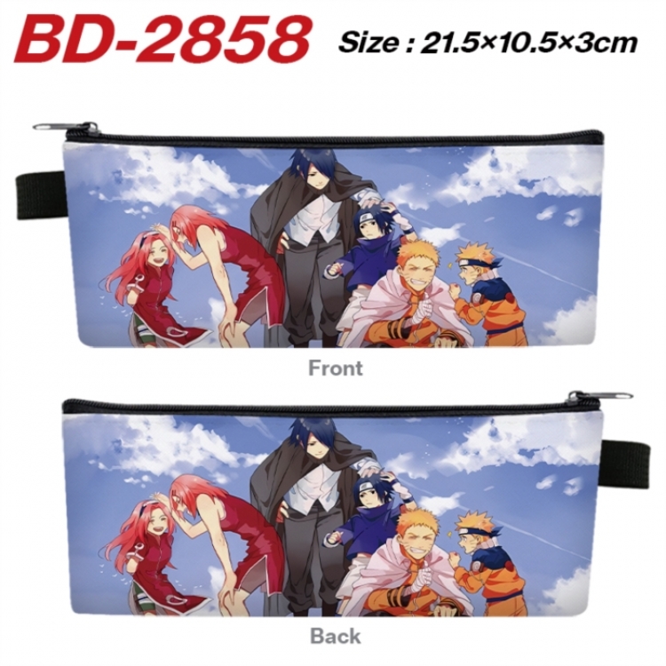 Naruto Anime PU Leather Zipper Pencil Case Stationery Box 21.5X10.5X3CM 