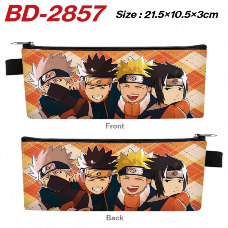 Naruto Anime PU Leather Zipper Pencil Case Stationery Box 21.5X10.5X3CM 