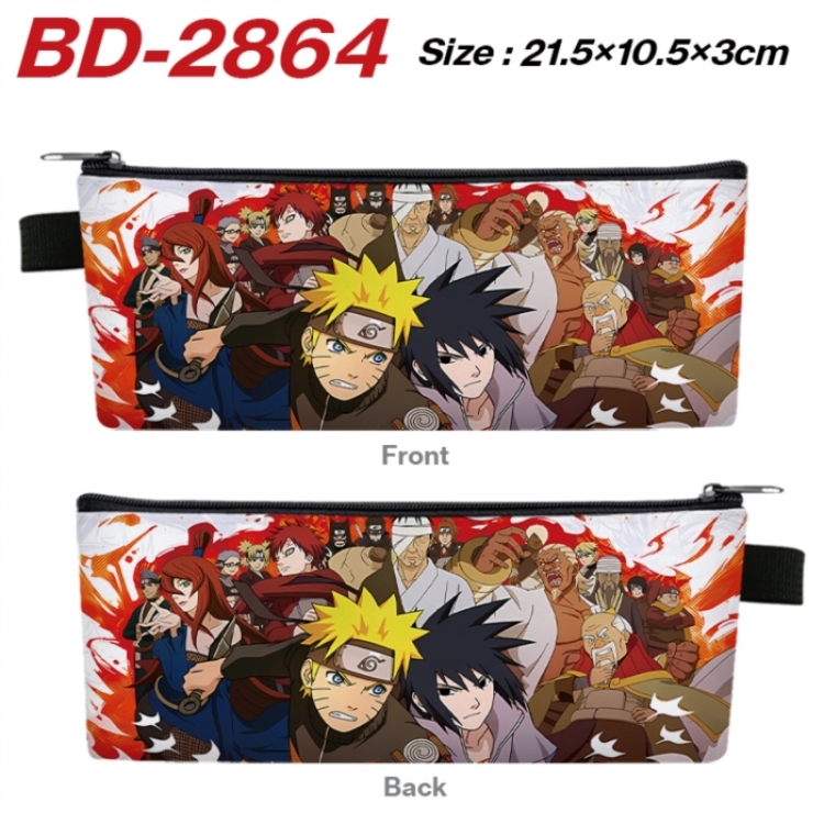 Naruto Anime PU Leather Zipper Pencil Case Stationery Box 21.5X10.5X3CM 