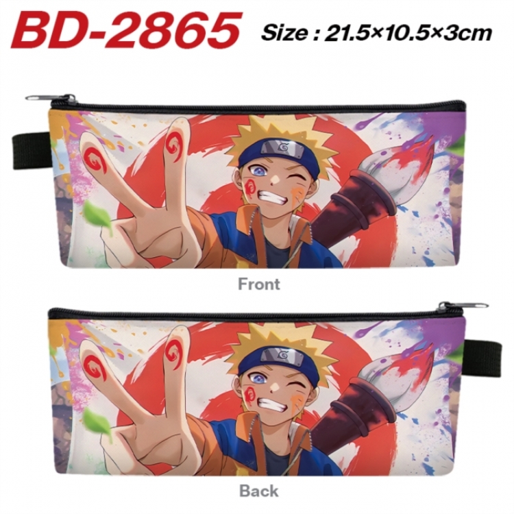 Naruto Anime PU Leather Zipper Pencil Case Stationery Box 21.5X10.5X3CM 