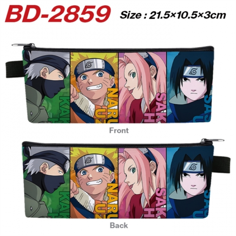 Naruto Anime PU Leather Zipper Pencil Case Stationery Box 21.5X10.5X3CM 