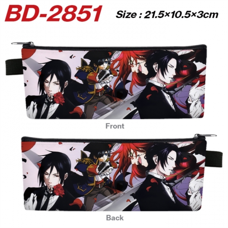 Kuroshitsuji Anime PU Leather Zipper Pencil Case Stationery Box 21.5X10.5X3CM 
