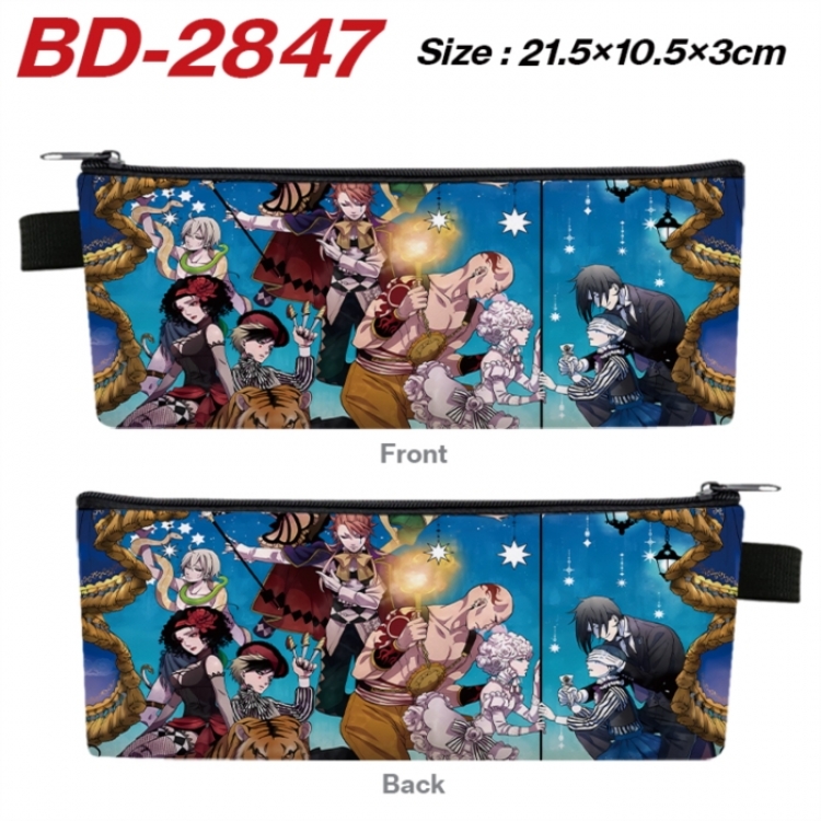 Kuroshitsuji Anime PU Leather Zipper Pencil Case Stationery Box 21.5X10.5X3CM 