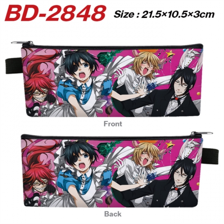 Kuroshitsuji Anime PU Leather Zipper Pencil Case Stationery Box 21.5X10.5X3CM 