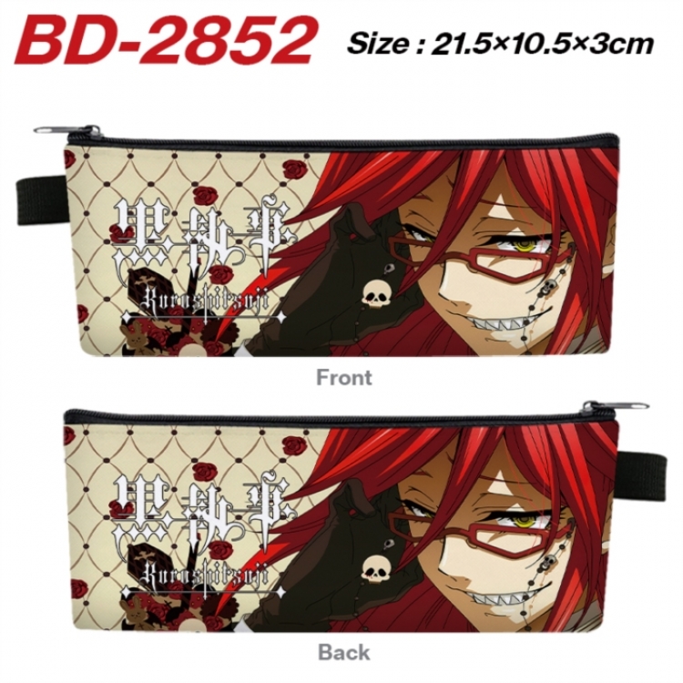 Kuroshitsuji Anime PU Leather Zipper Pencil Case Stationery Box 21.5X10.5X3CM 