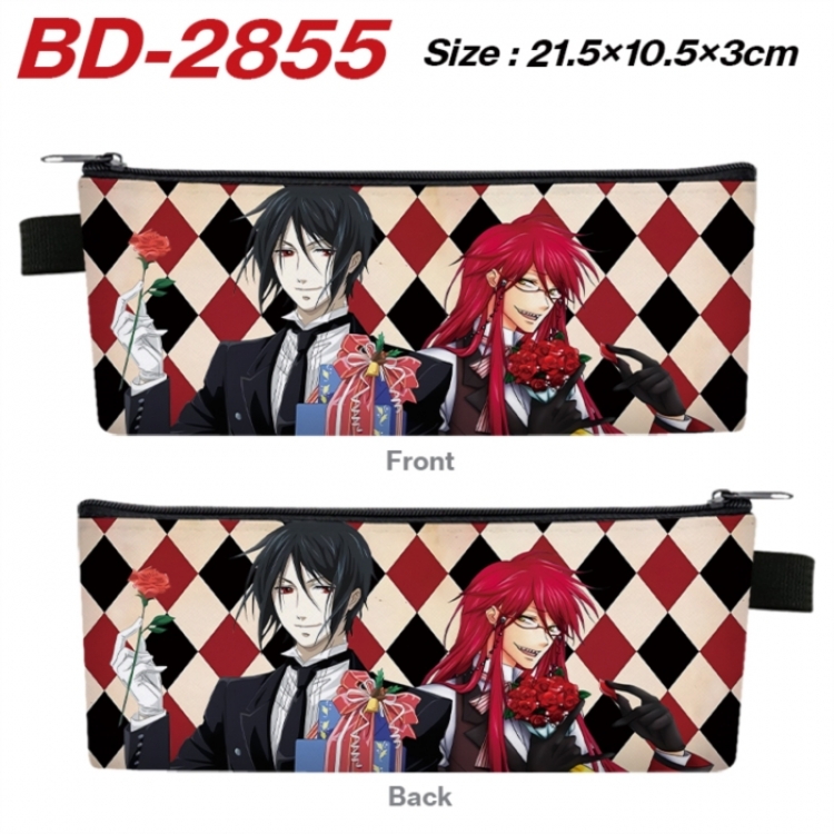 Kuroshitsuji Anime PU Leather Zipper Pencil Case Stationery Box 21.5X10.5X3CM 