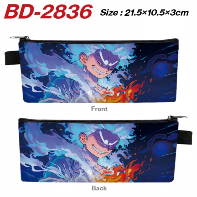 One Piece Anime PU Leather Zipper Pencil Case Stationery Box 21.5X10.5X3CM 