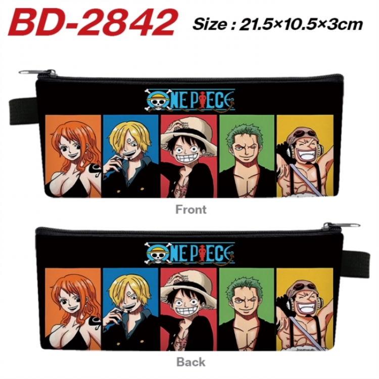One Piece Anime PU Leather Zipper Pencil Case Stationery Box 21.5X10.5X3CM 