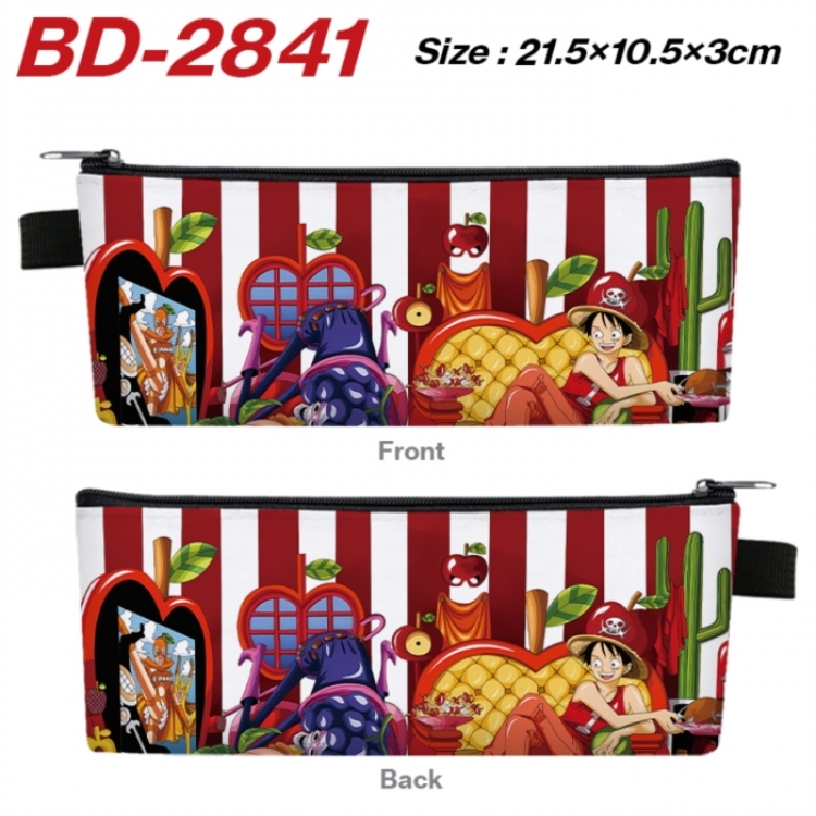 One Piece Anime PU Leather Zipper Pencil Case Stationery Box 21.5X10.5X3CM 