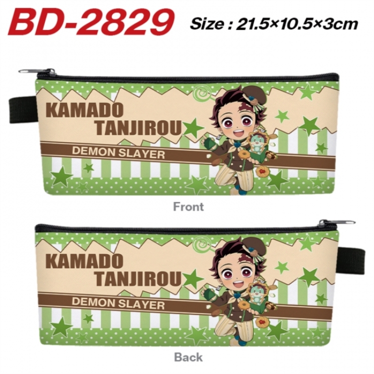 Demon Slayer Kimets Anime PU Leather Zipper Pencil Case Stationery Box 21.5X10.5X3CM 