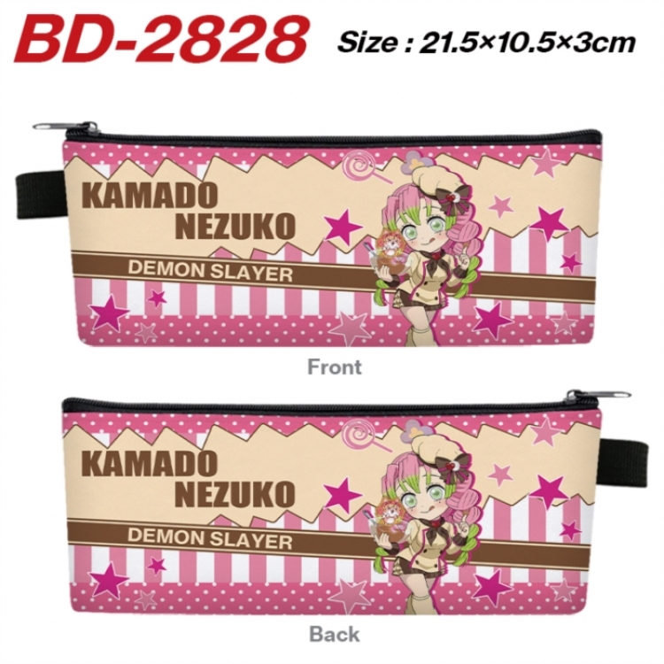 Demon Slayer Kimets Anime PU Leather Zipper Pencil Case Stationery Box 21.5X10.5X3CM 