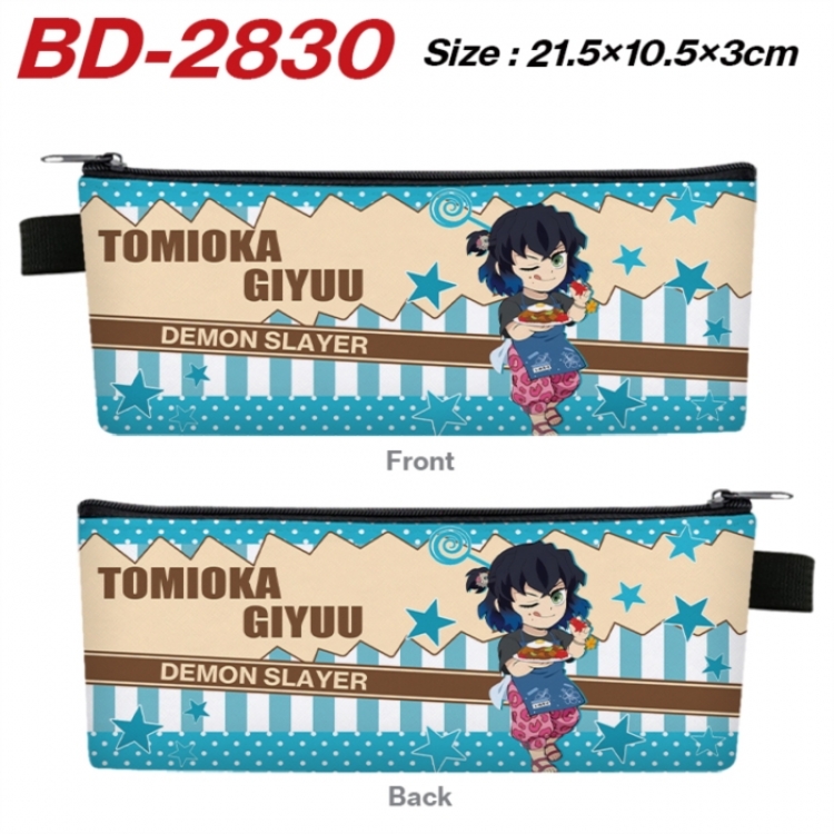 Demon Slayer Kimets Anime PU Leather Zipper Pencil Case Stationery Box 21.5X10.5X3CM 