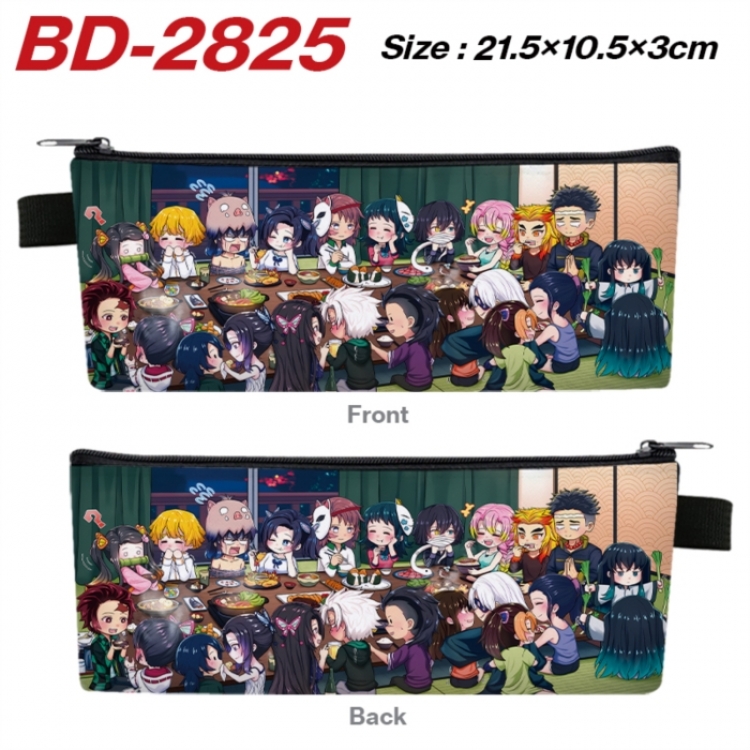 Demon Slayer Kimets Anime PU Leather Zipper Pencil Case Stationery Box 21.5X10.5X3CM 