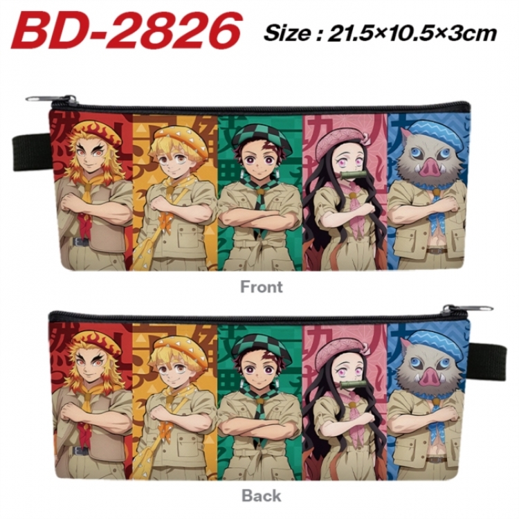 Demon Slayer Kimets Anime PU Leather Zipper Pencil Case Stationery Box 21.5X10.5X3CM 