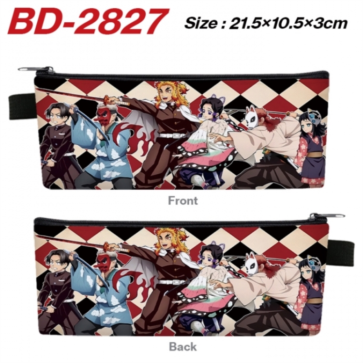 Demon Slayer Kimets Anime PU Leather Zipper Pencil Case Stationery Box 21.5X10.5X3CM 