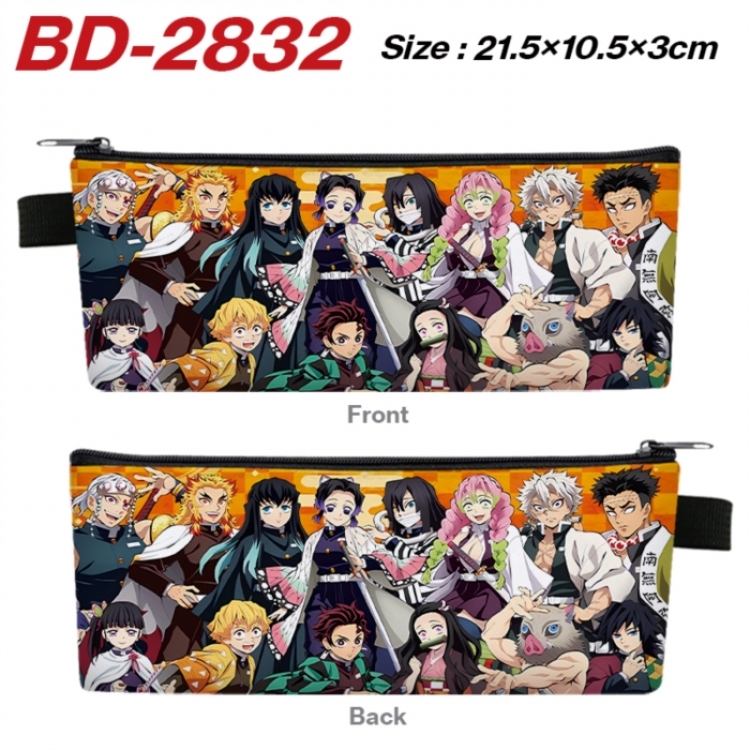 Demon Slayer Kimets Anime PU Leather Zipper Pencil Case Stationery Box 21.5X10.5X3CM 
