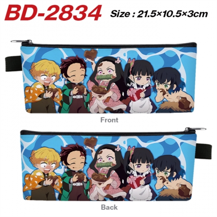 Demon Slayer Kimets Anime PU Leather Zipper Pencil Case Stationery Box 21.5X10.5X3CM 