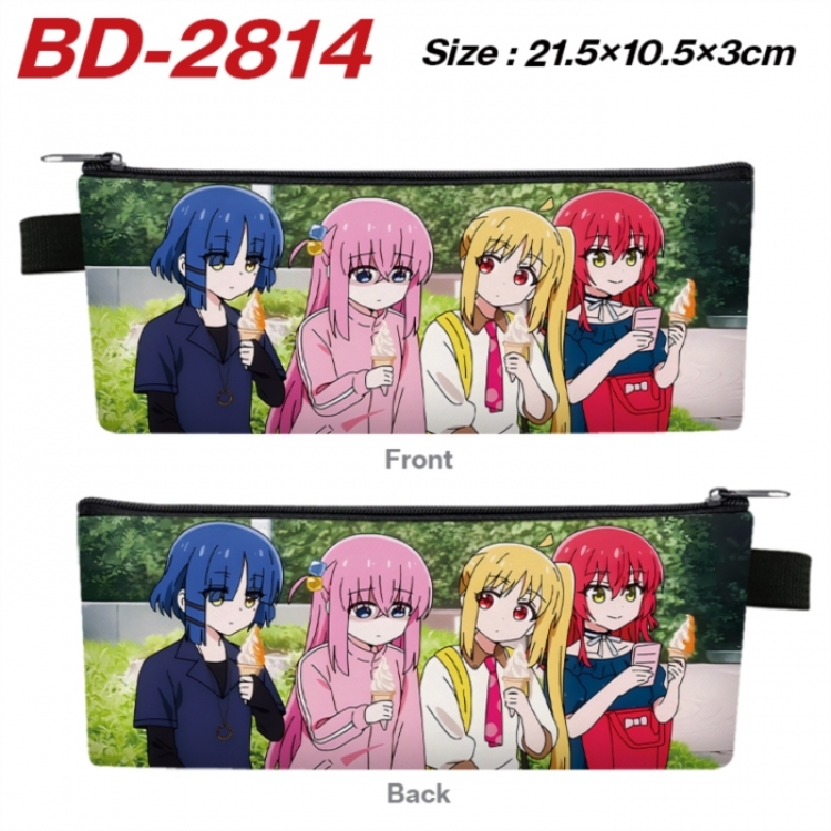 BOCCHI THE ROCK! Anime PU Leather Zipper Pencil Case Stationery Box 21.5X10.5X3CM 