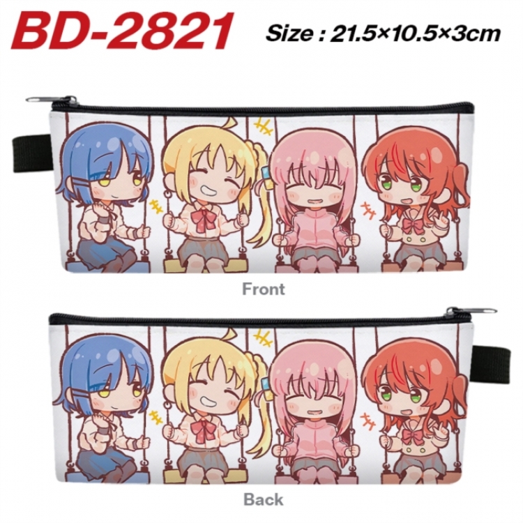 BOCCHI THE ROCK! Anime PU Leather Zipper Pencil Case Stationery Box 21.5X10.5X3CM