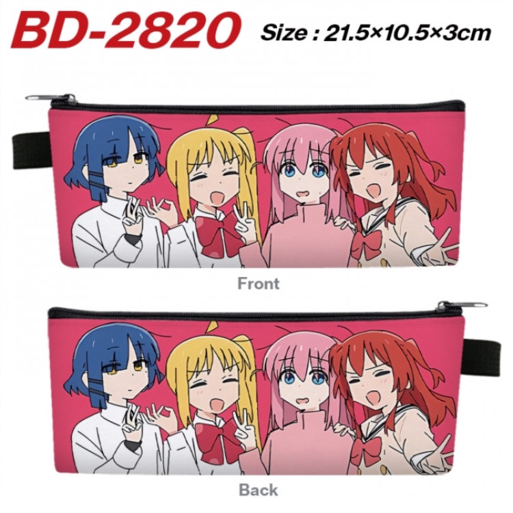 BOCCHI THE ROCK! Anime PU Leather Zipper Pencil Case Stationery Box 21.5X10.5X3CM 