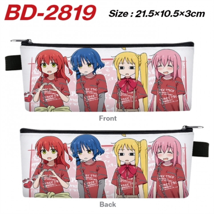 BOCCHI THE ROCK! Anime PU Leather Zipper Pencil Case Stationery Box 21.5X10.5X3CM 