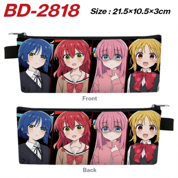 BOCCHI THE ROCK! Anime PU Leather Zipper Pencil Case Stationery Box 21.5X10.5X3CM 