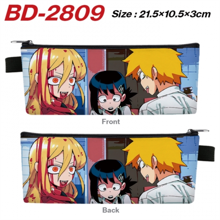 Chainsaw Man Anime PU Leather Zipper Pencil Case Stationery Box 21.5X10.5X3CM 