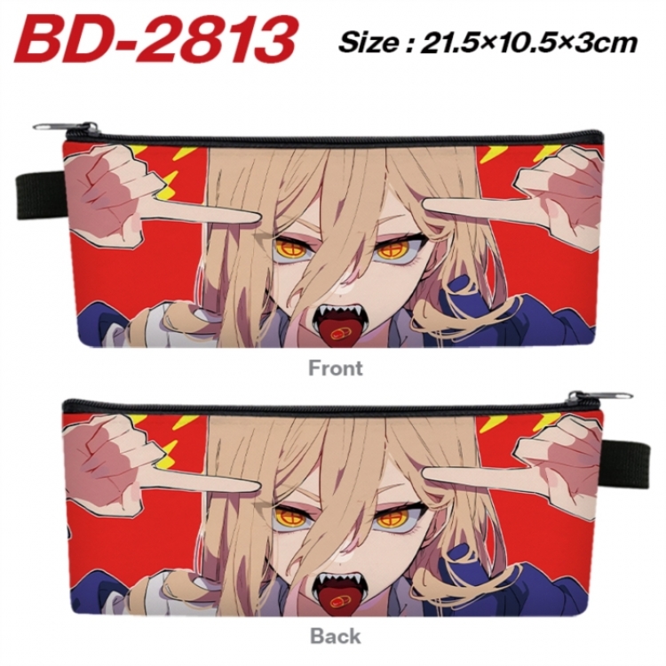 Chainsaw Man Anime PU Leather Zipper Pencil Case Stationery Box 21.5X10.5X3CM 