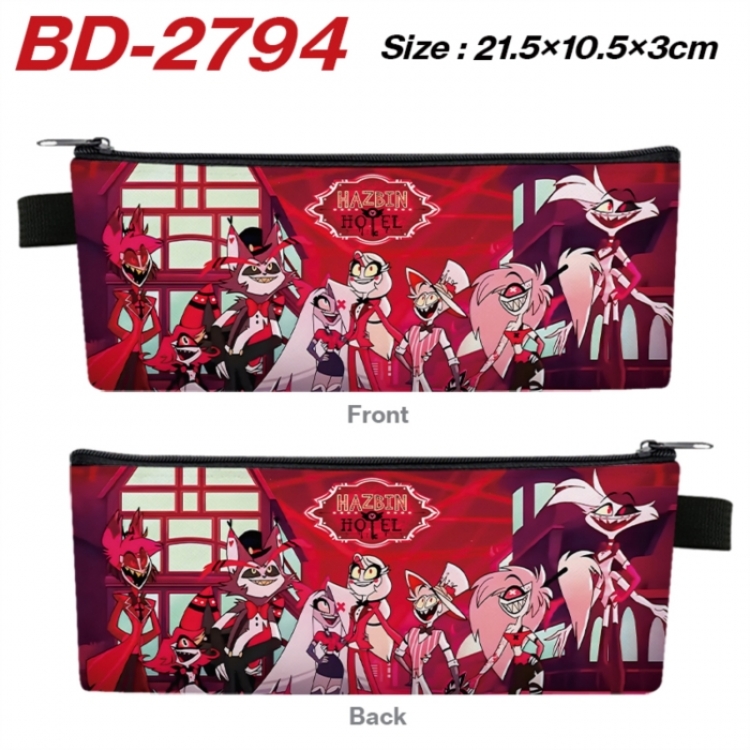 Hazbin Hotel Anime PU Leather Zipper Pencil Case Stationery Box 21.5X10.5X3CM 