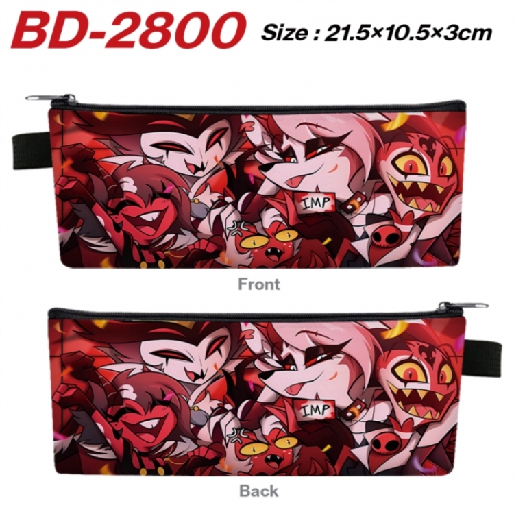 Hazbin Hotel Anime PU Leather Zipper Pencil Case Stationery Box 21.5X10.5X3CM 