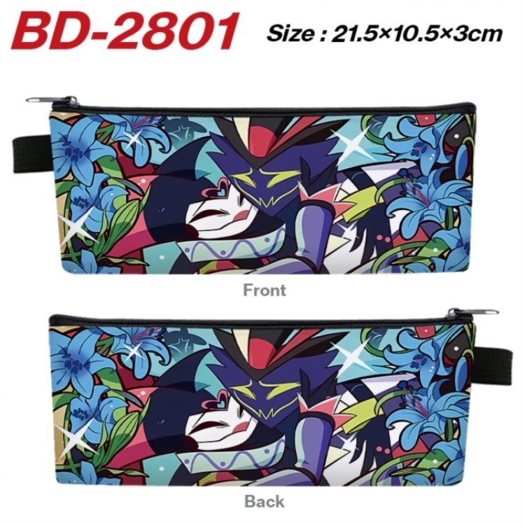 Hazbin Hotel Anime PU Leather Zipper Pencil Case Stationery Box 21.5X10.5X3CM 