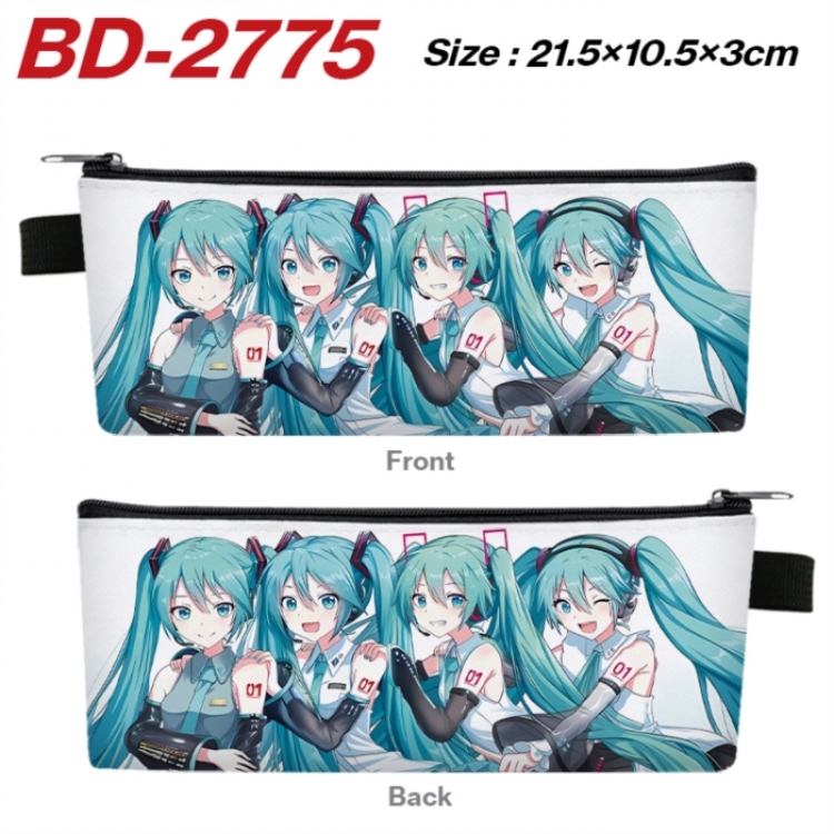 Hatsune Miku Anime PU Leather Zipper Pencil Case Stationery Box 21.5X10.5X3CM 