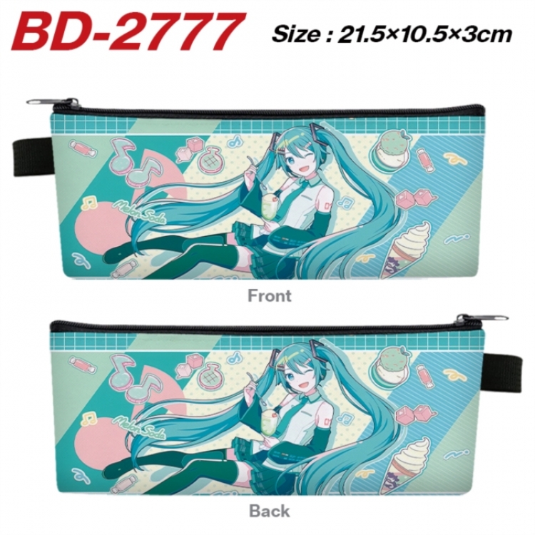 Hatsune Miku Anime PU Leather Zipper Pencil Case Stationery Box 21.5X10.5X3CM 