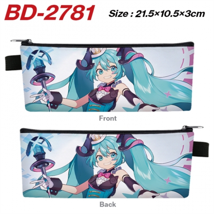 Hatsune Miku Anime PU Leather Zipper Pencil Case Stationery Box 21.5X10.5X3CM