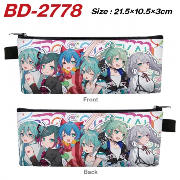 Hatsune Miku Anime PU Leather Zipper Pencil Case Stationery Box 21.5X10.5X3CM 
