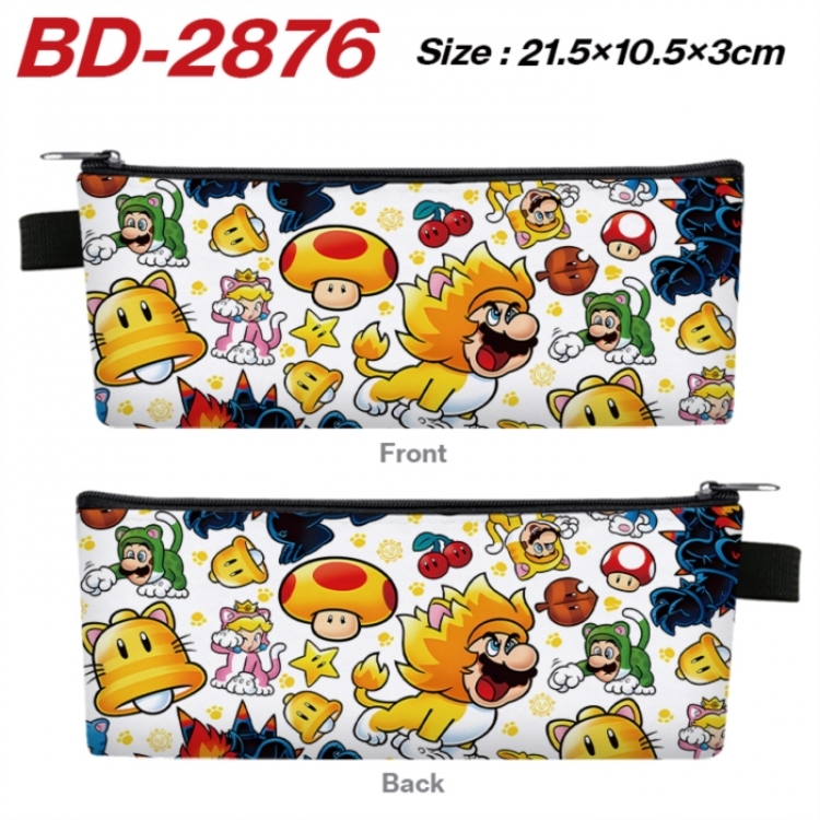 Super Mario Anime PU Leather Zipper Pencil Case Stationery Box 21.5X10.5X3CM 