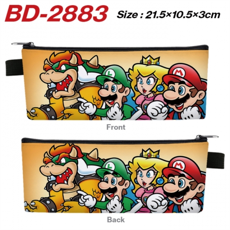 Super Mario Anime PU Leather Zipper Pencil Case Stationery Box 21.5X10.5X3CM 