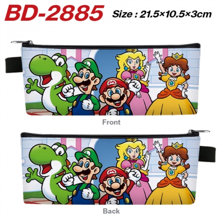 Super Mario Anime PU Leather Zipper Pencil Case Stationery Box 21.5X10.5X3CM 
