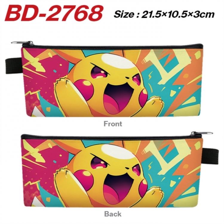 Pokemon Anime PU Leather Zipper Pencil Case Stationery Box 21.5X10.5X3CM 