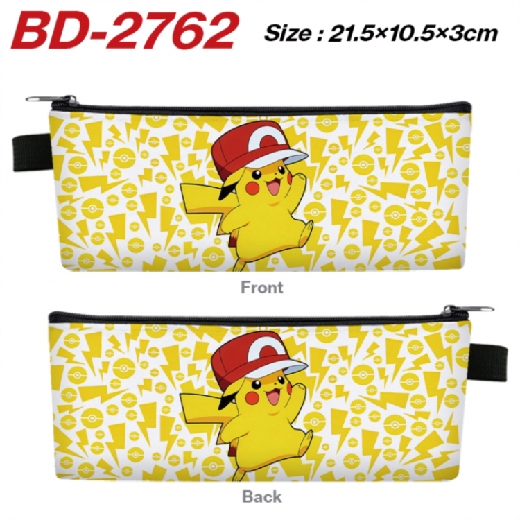 Pokemon Anime PU Leather Zipper Pencil Case Stationery Box 21.5X10.5X3CM 